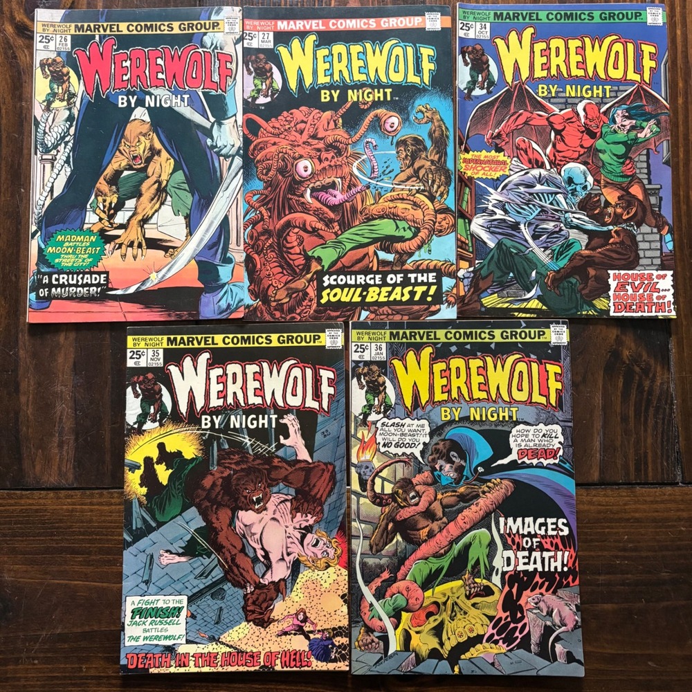 Werewolf by Night Marvel Comics Lot 26 27 34 35 36 Bronze Age Horror 1975 1976
